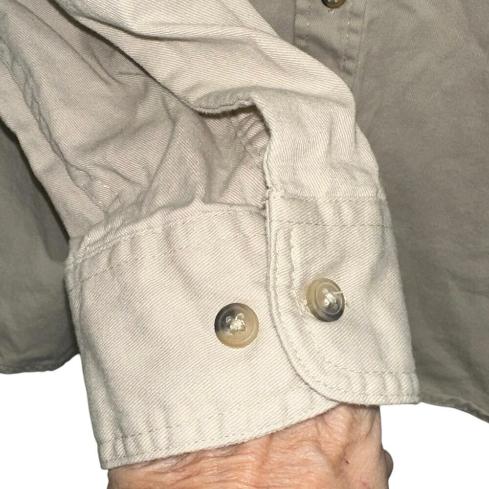 Wrangler Premium Quality Beige Button Up Shirt Men’s Large Western Workwear - Picture 2 of 8